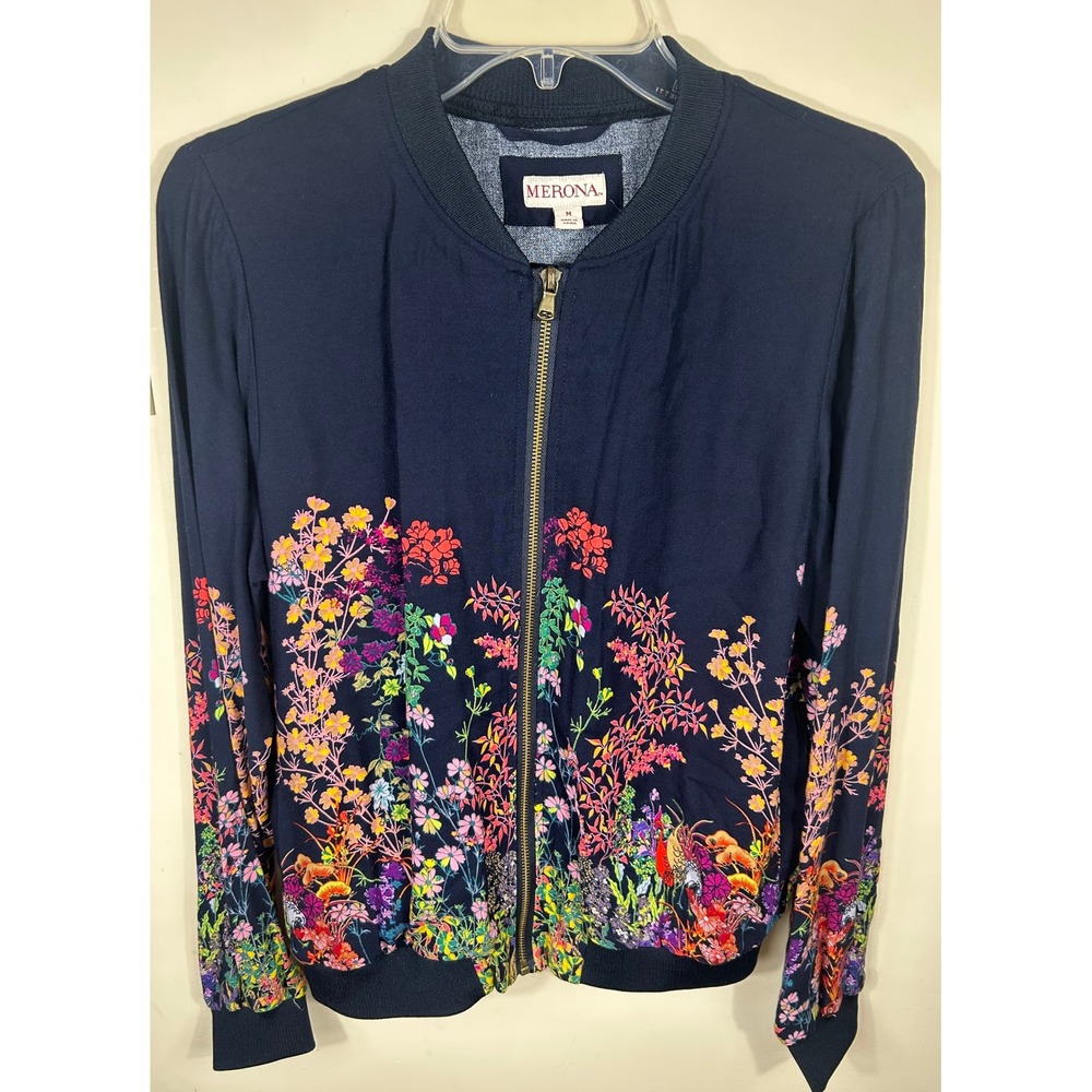 BOHO Floral Jacket Women's M Lightweight Pockets Layering Artsy Nature Fairy‎